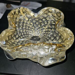 Vintage Murano Glass Ashtray with gold flecks